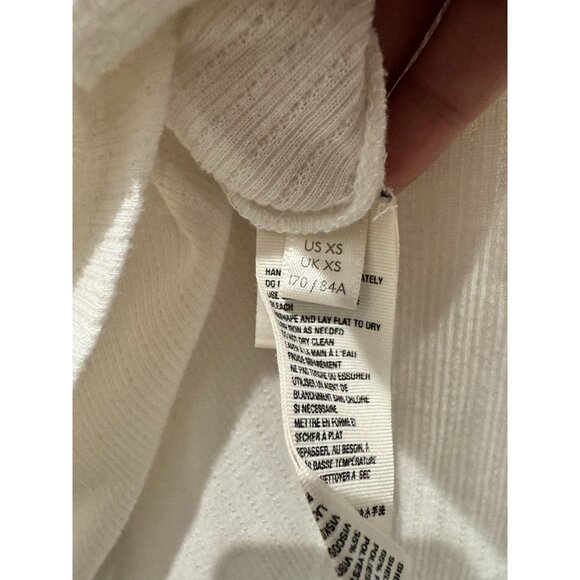 Free People Lola Long Sleeve Knit Lace Shirt Lace Womens Size XS Oversized Ivory - Picture 10 of 14